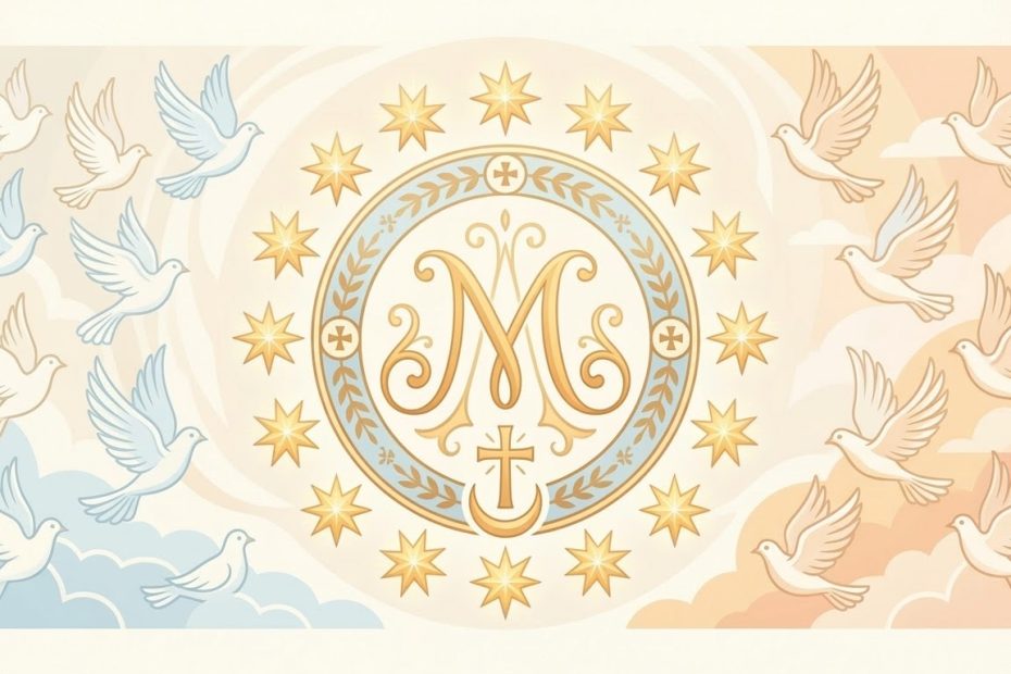 Grande neuvaine à l’Immaculée Conception - une couronne de douze étoiles encerclant le monogramme de Marie (AM)